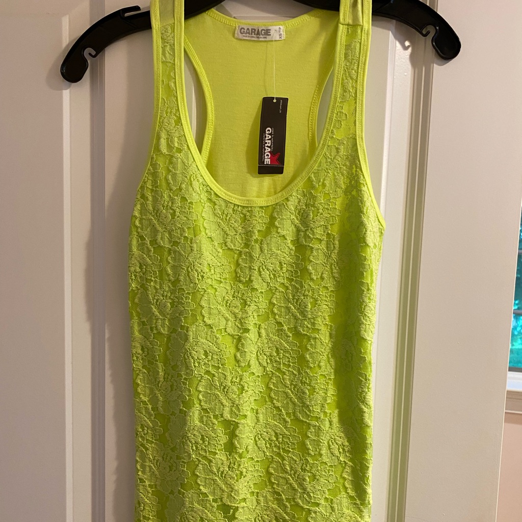 Garage Neon Yellow Lace Razorback Tank